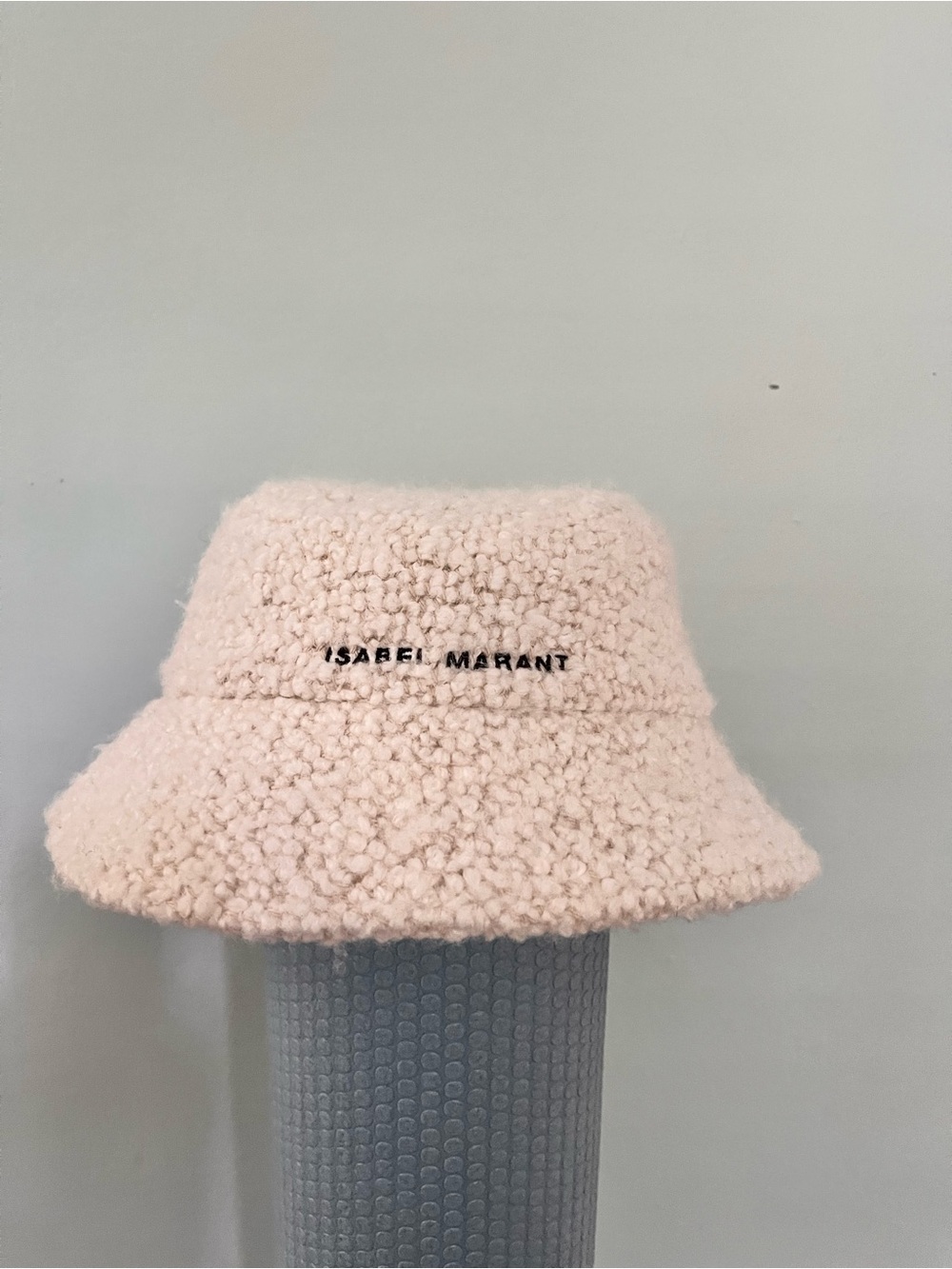 Isabel Marant Cream Sherpa Bucket Hat with Logo